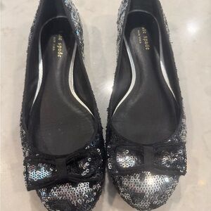 Kate Spade Black and Silver Patent Flats